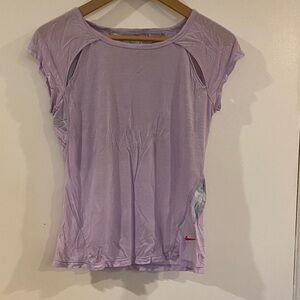 Nike Women's Light Lavender Short Sleeve Athletic Tee with Red Swoosh